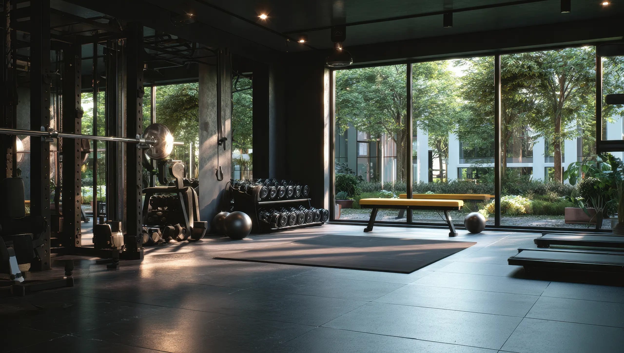 Modern gym with plenty equipment